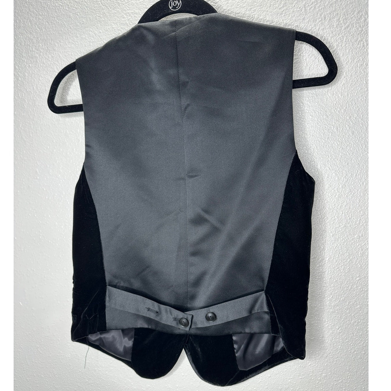 Zara Black Velour Tailored Button Front Vest  Front Flap Details XS