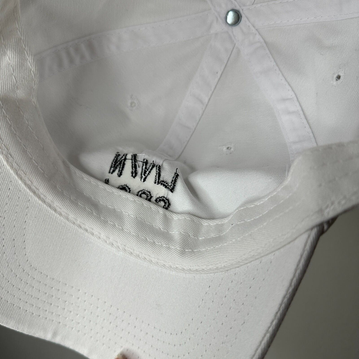 NWOT Livin Cool White Adjustable Baseball Cap Hat Black Livin Cool Graphic OS