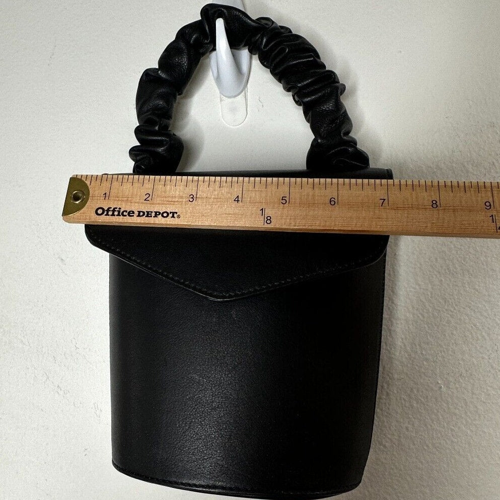 NWOT & Other Stories Black Scrunchy Handle Leather Barrel Snap Purse Satchel