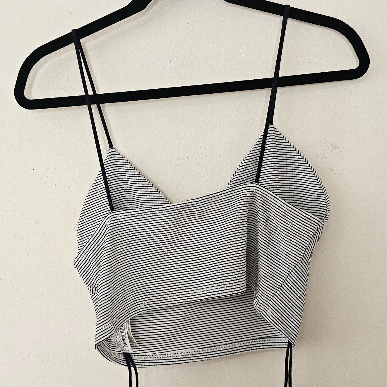 Zara Navy & White Stripe Spaghetti Strap VNeck Bralette Style Crop Top Large