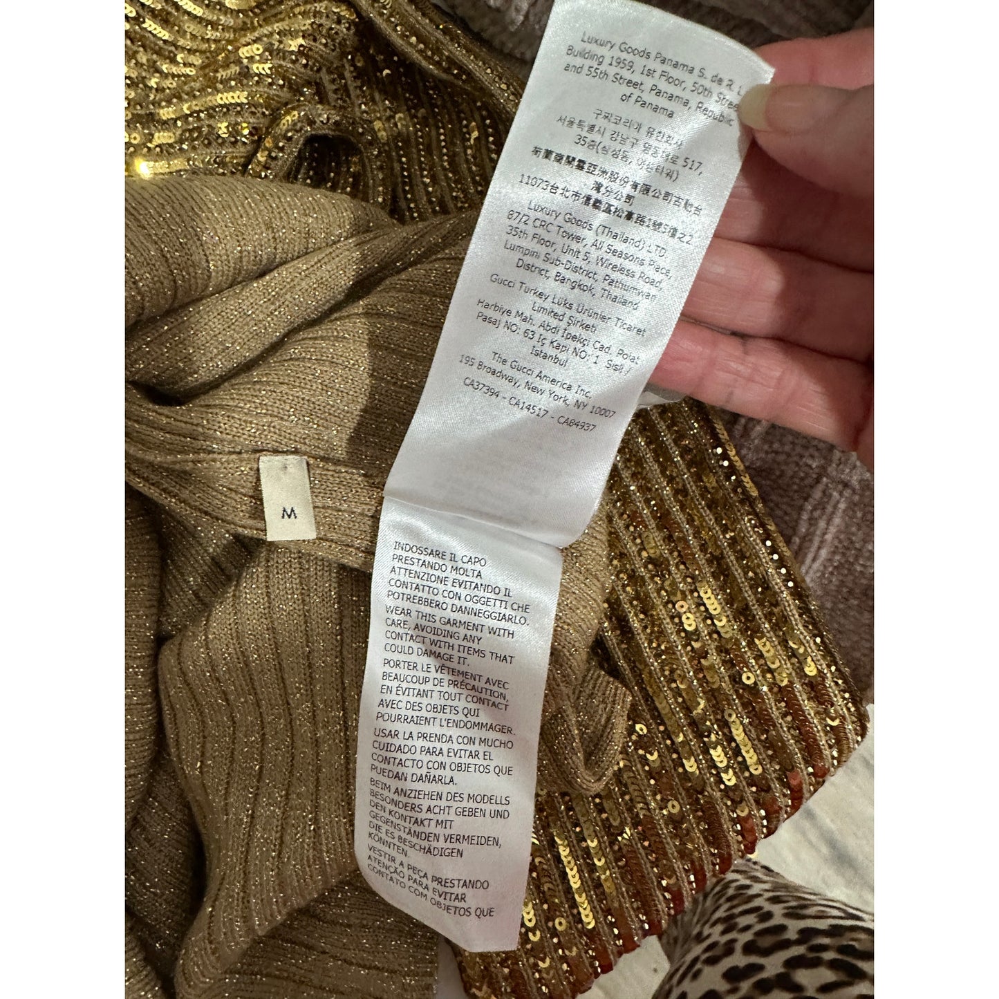Gucci Sweater Gold Womens US M Sequin Turtleneck