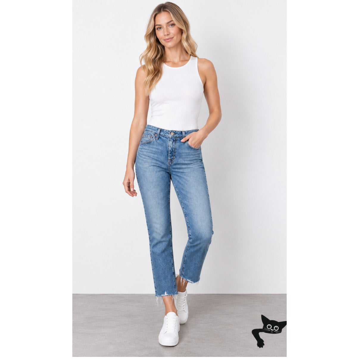Adriano Goldschmied Ex-Boyfriend Slouchy Slim Raw Hem Medium Wash Jeans