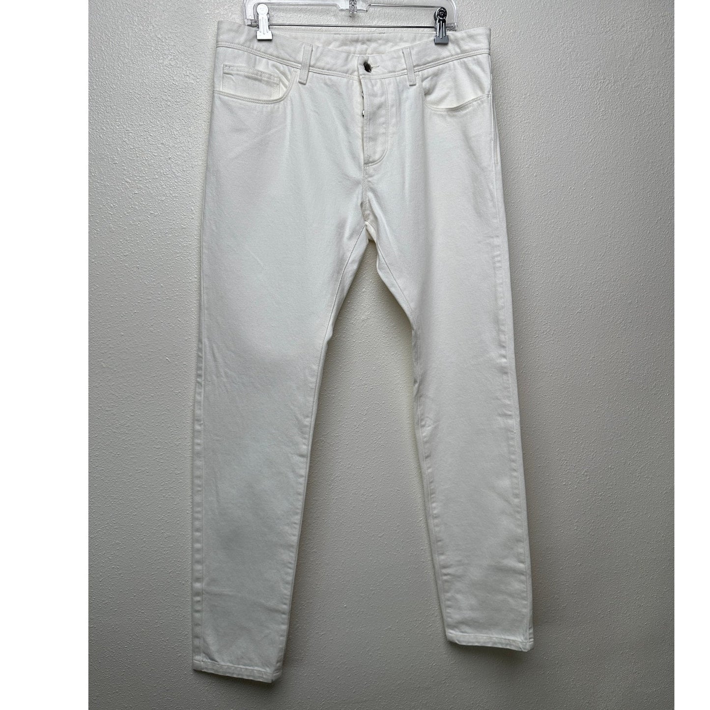 Moncler Men's Slim Fit Ivory White Jeans 5-Pocket Denim Sz36