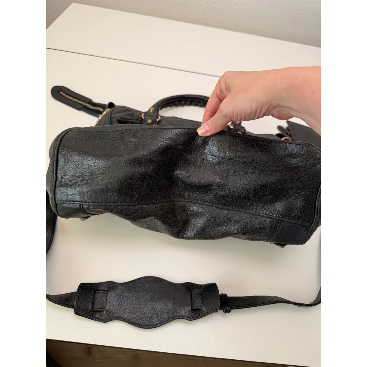 Balenciaga Black Studded Motorcycle Satchel Women's