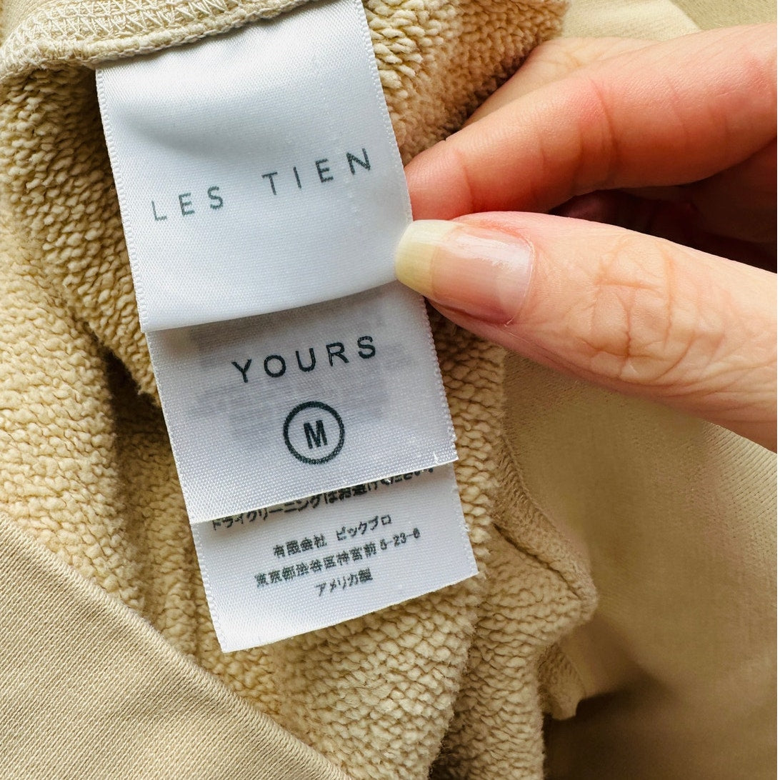 Les Tien Mens Cream Pullover Hoodie & Matching Sweatpants  Set M