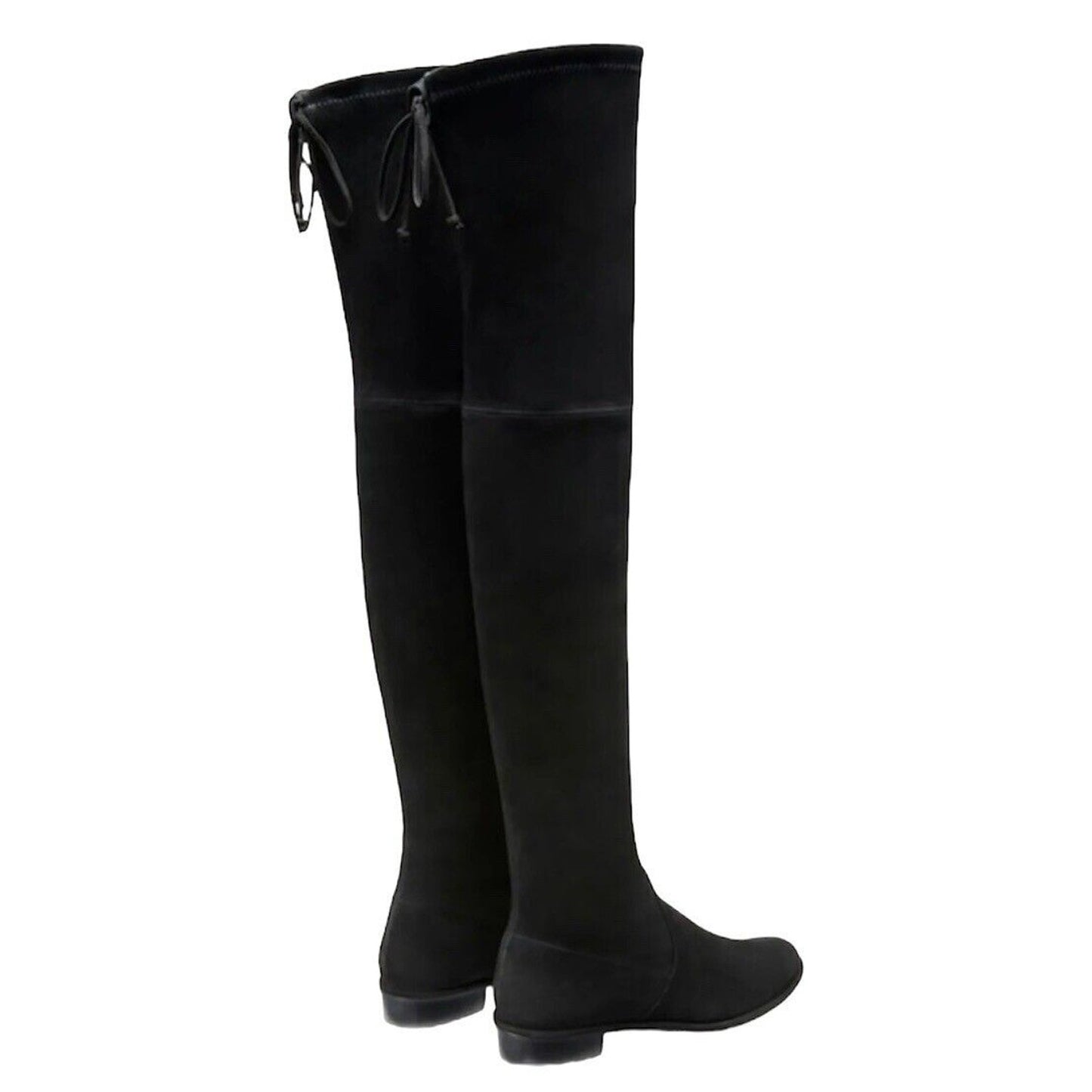Stuart Weitzman Black Suede Lowland Over-The-Knee Flat Heel Lace up Boots 7