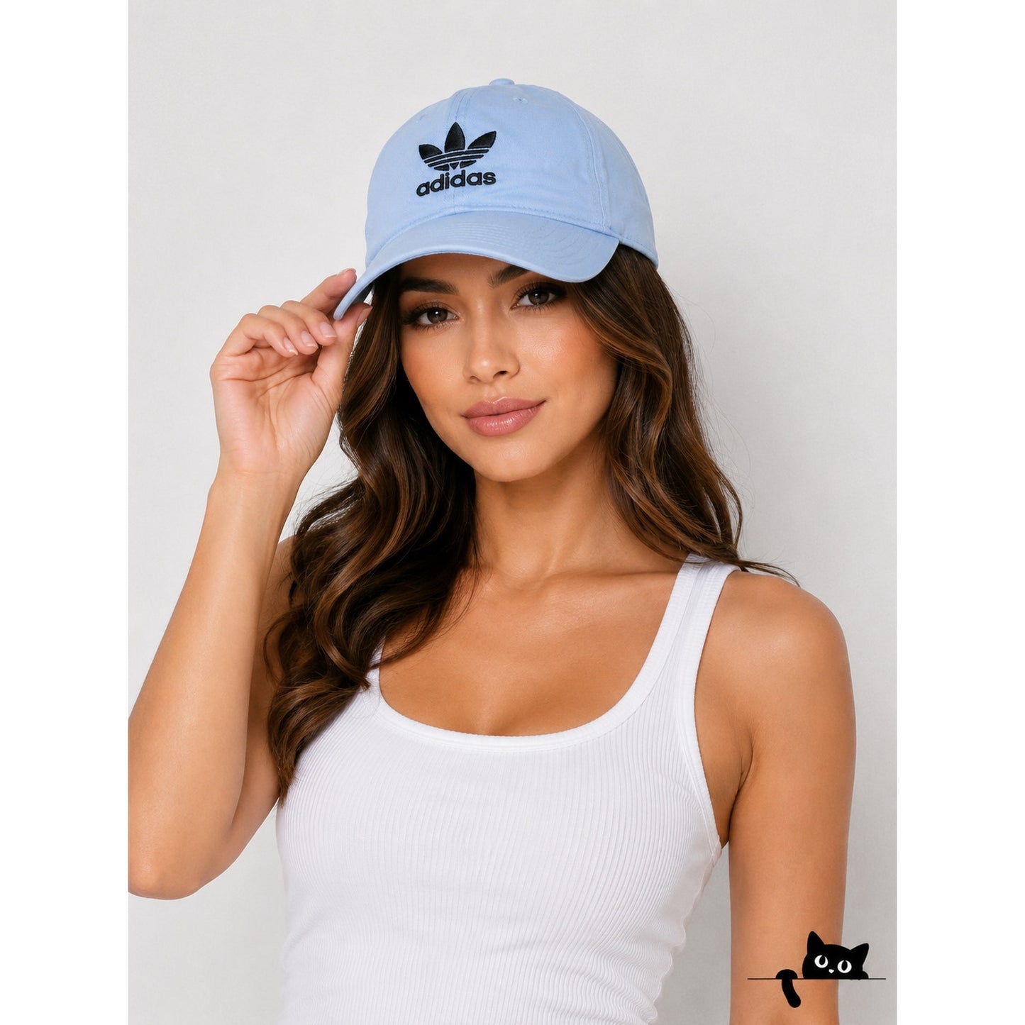 Adidas Pale Baby Blue with Black Adidas Logo Womens Baseball Hat OS