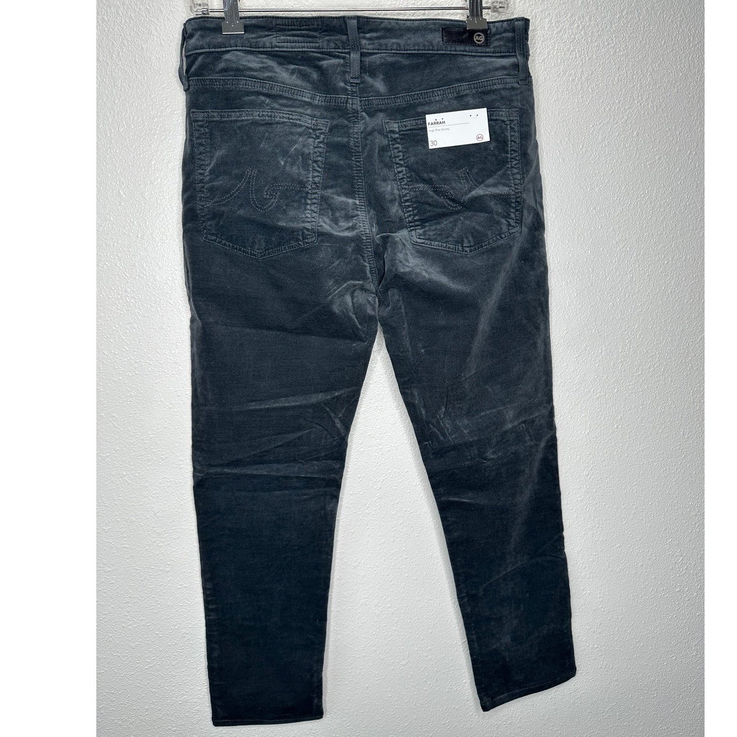 NWT AG Adriano The Farrah Steel Gray High Waist Skinny Velvet Jeans