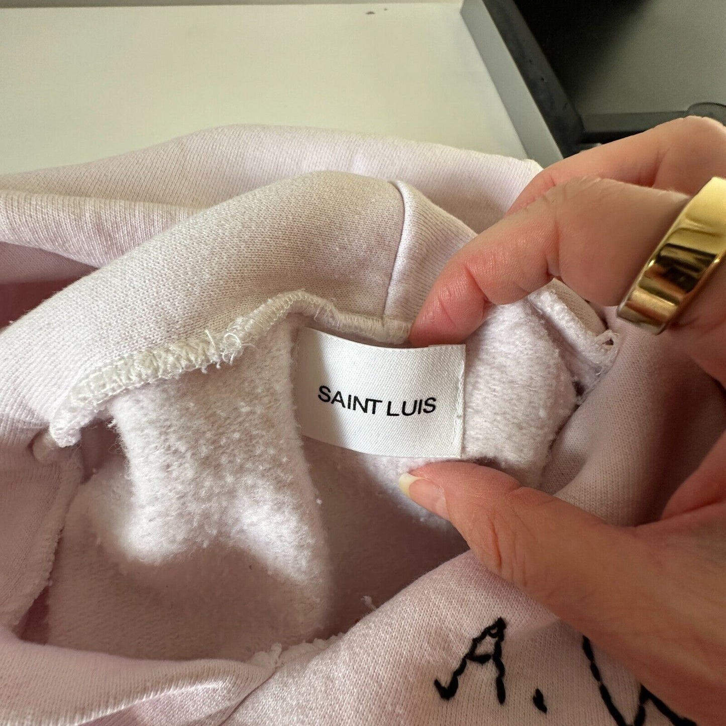 RARE Saint Luis NYC Light Pink Sweatshirt Hoodie VYBES Los Angeles David Bowie M
