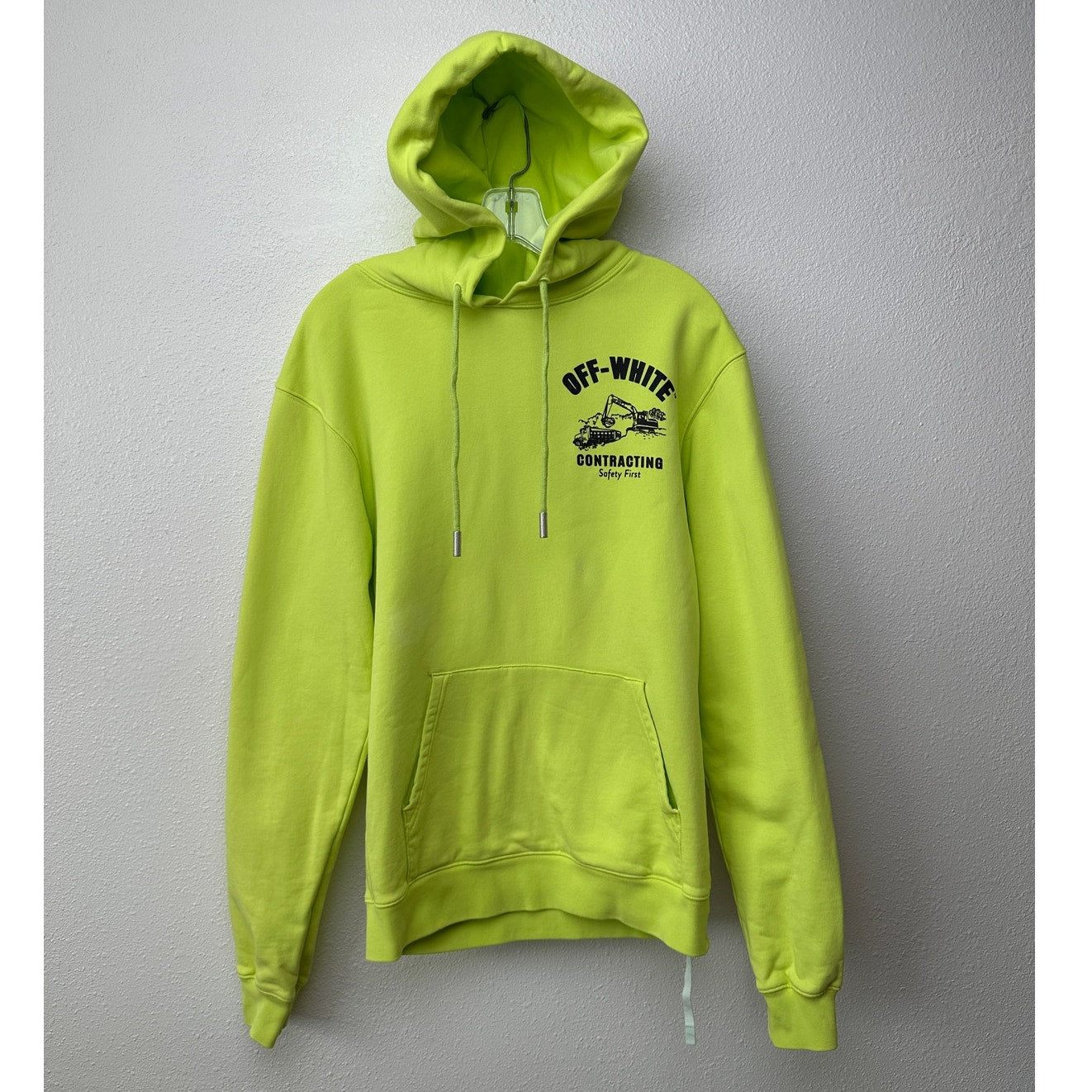 Off-White Contracting Graphic Print Hoodie Lime/Yellow Unisex S