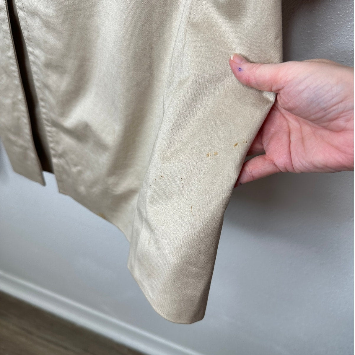 Coach Tan Double Breasted Tie Belt Trench Coat Gold Buttons Small