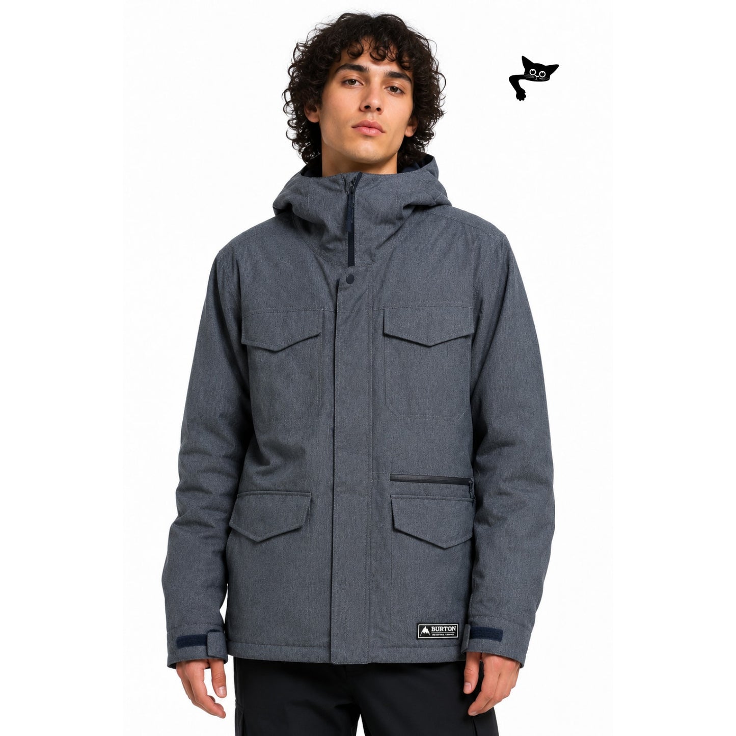 Burton Living Lining Snowboard Ski Jacket Heather Gray Blue Denim Mens Large