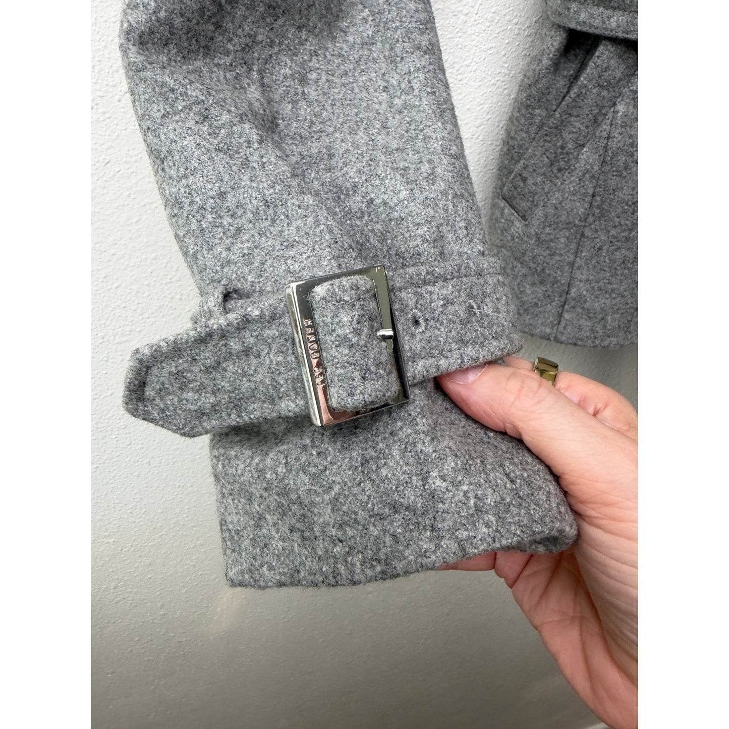 Ted Baker Gray Belted Zip Jacket Womens US 4 Heathered Coat