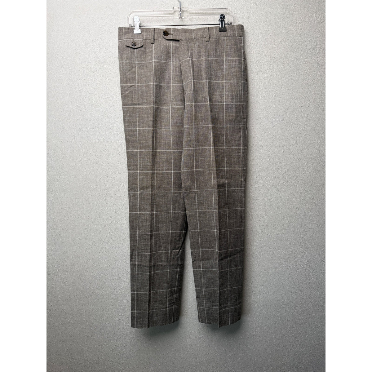 Banana Republic Taupe Windowpane Trousers Men 31x32