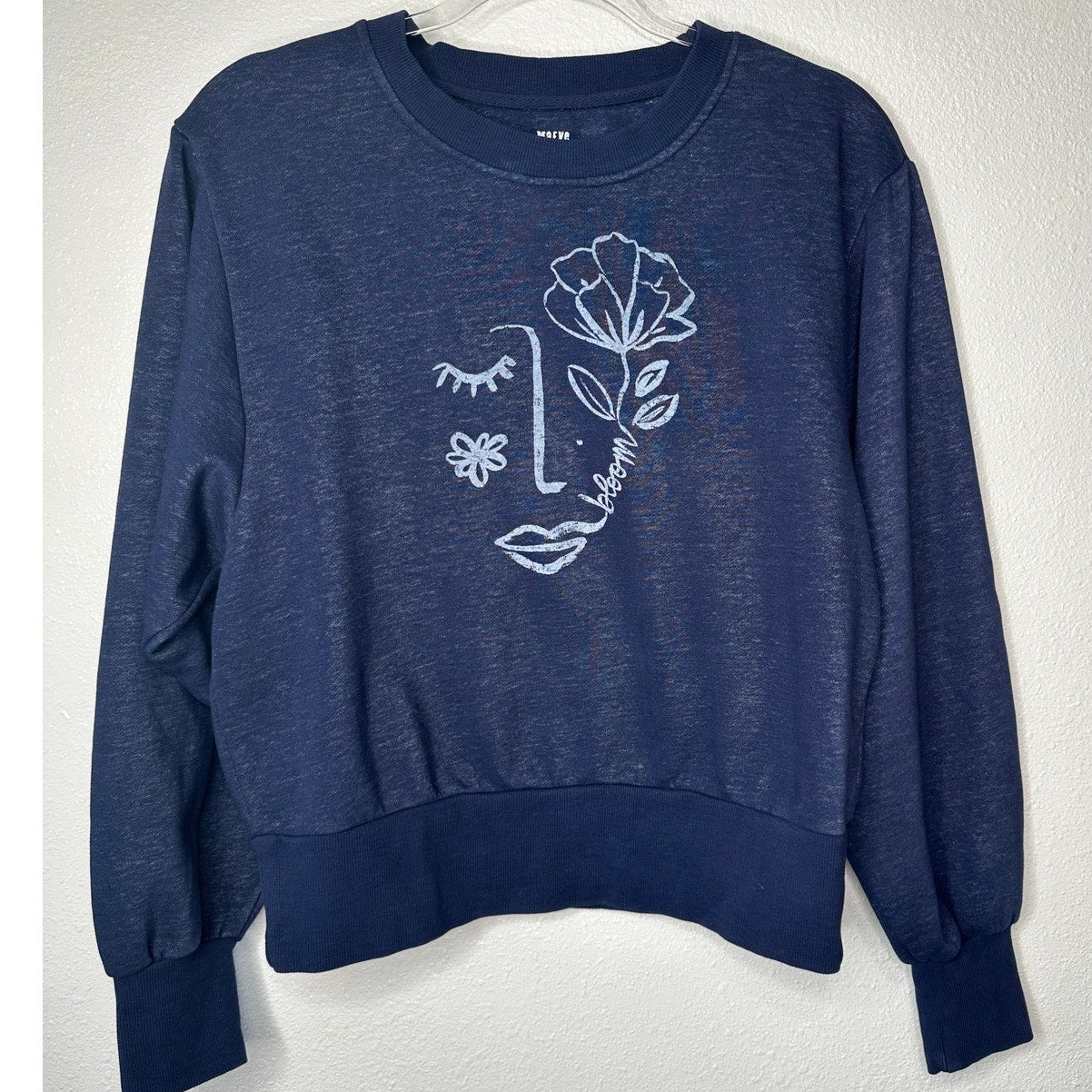 Maeve Navy Blue Visage Graphic Long Sleeve Sweatshirt S