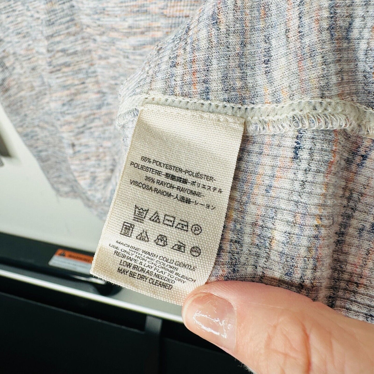 We The Free Ivory Multi-Color Long Sleeve Open Back Turtleneck Tunic Medium