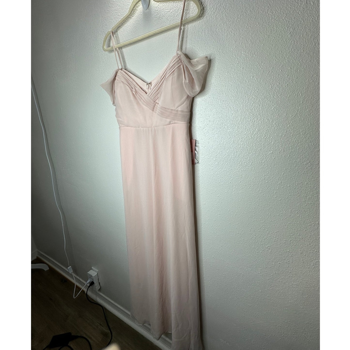 NWT Birdy Grey Pale Blush Spence Chiffon Convertible Maxi Dress M