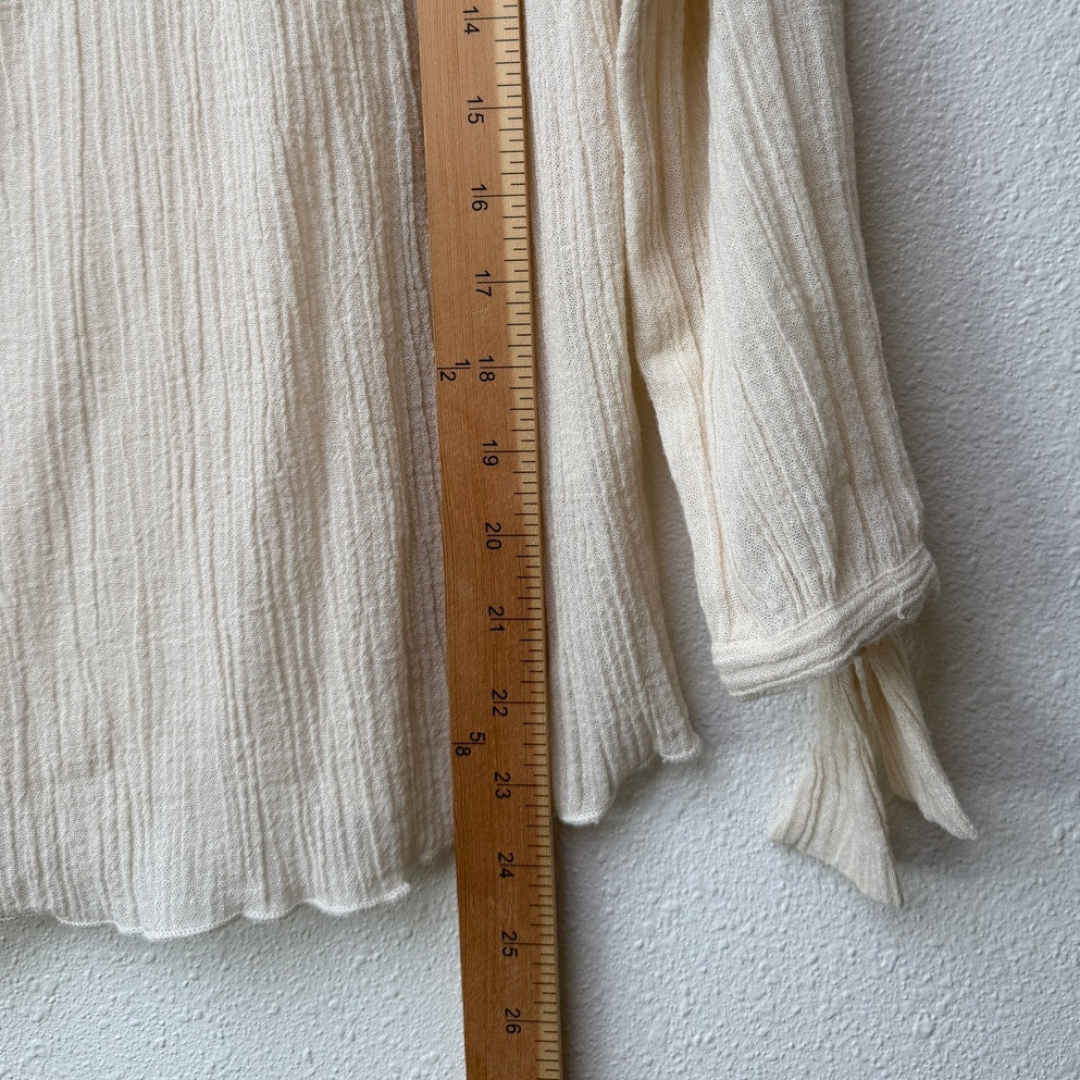 Pepin Blouse Cream Boho Gauze V Neck Tunic Women US XS
