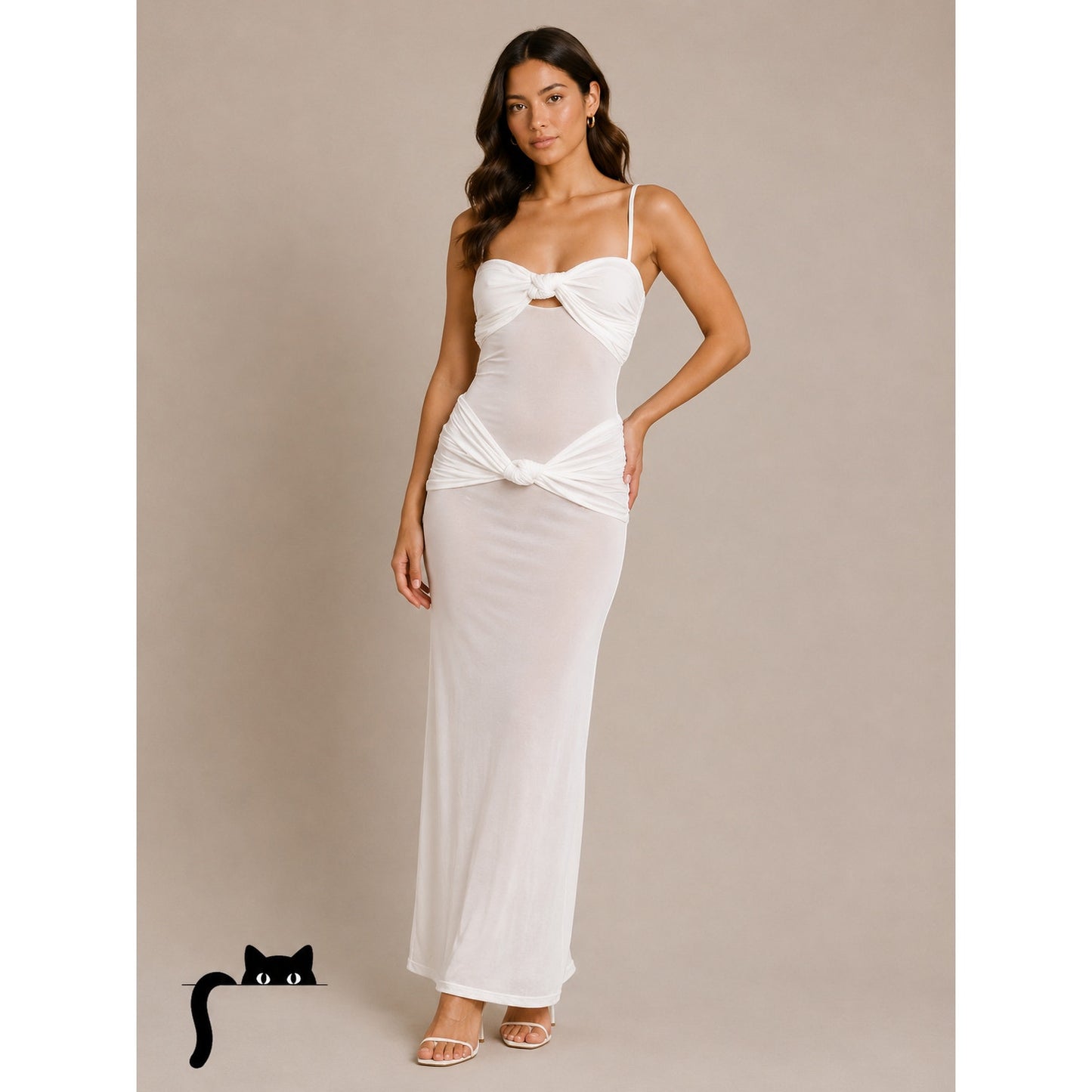 NWT Sasha Therese Amara Maxi Dress White XXS Sheer