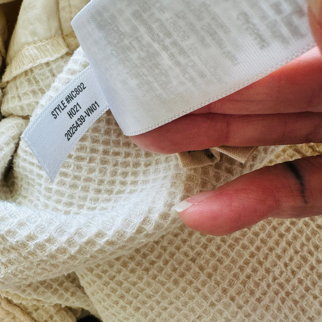 Madewell Oatmeal Long Sleeve Button Front Pocketed Waffle Pattern Shirt Jacket