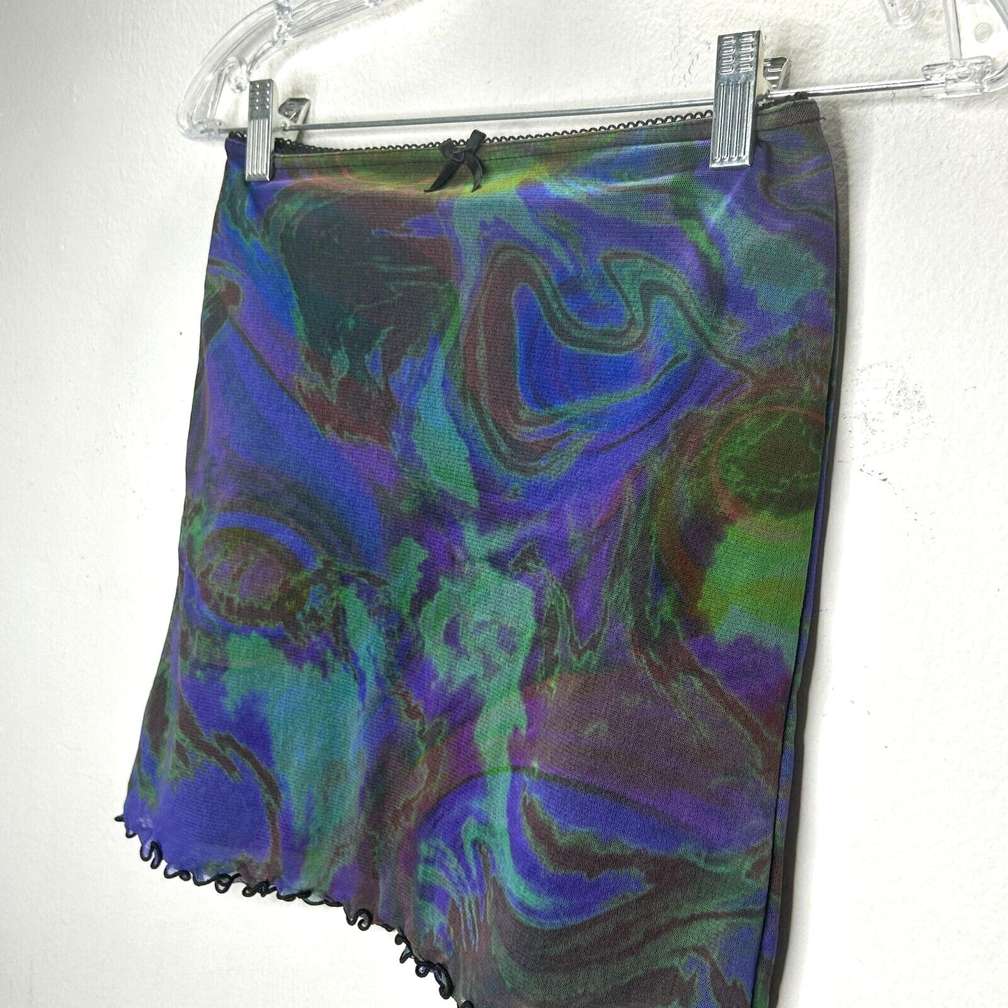Urban Outfitters Purple & Green 60s Swirl Print Stretch Mini Skirt