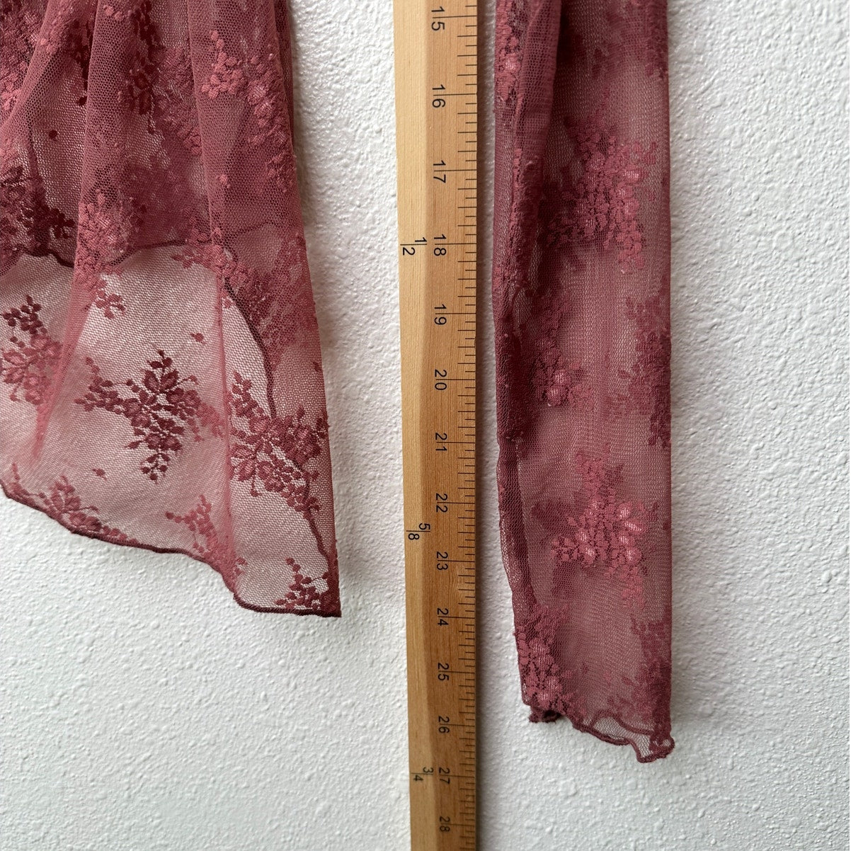 Free People Mauve Sheer Ruched Lace Top XS