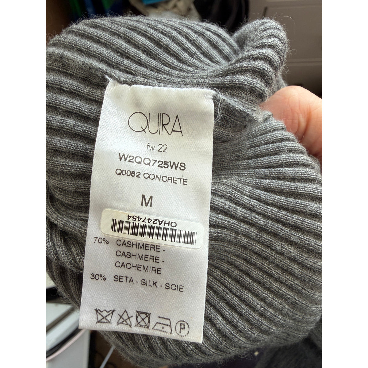 Quira Gray Cashmere Silk Turtleneck Tunic Women M