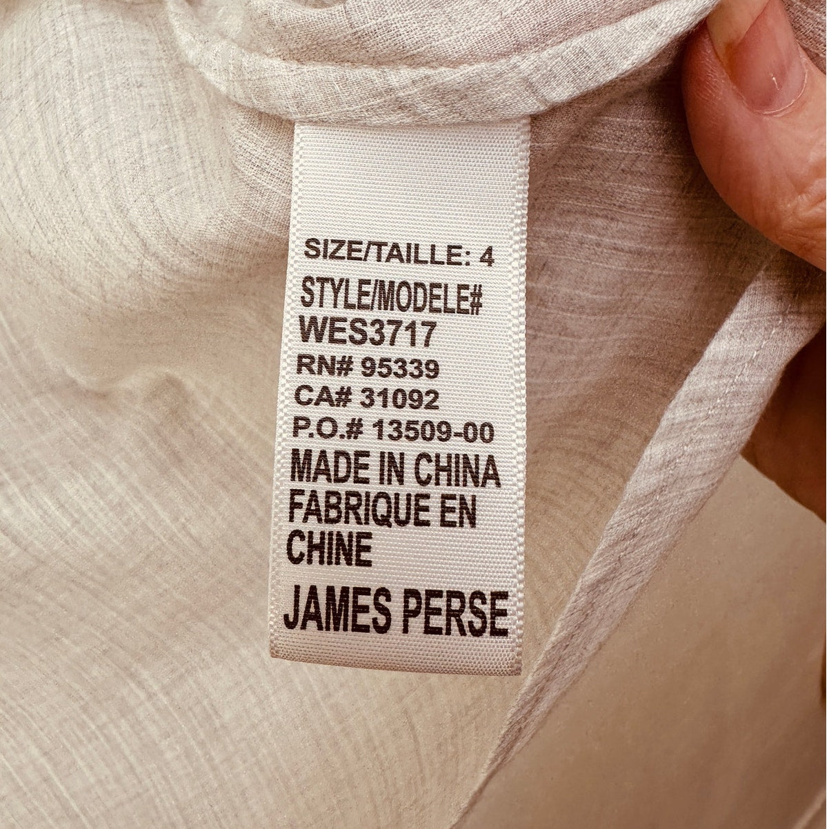 James Perse Linen Shirt Beige Gray Long Sleeve Collared Button Down 4 / XL