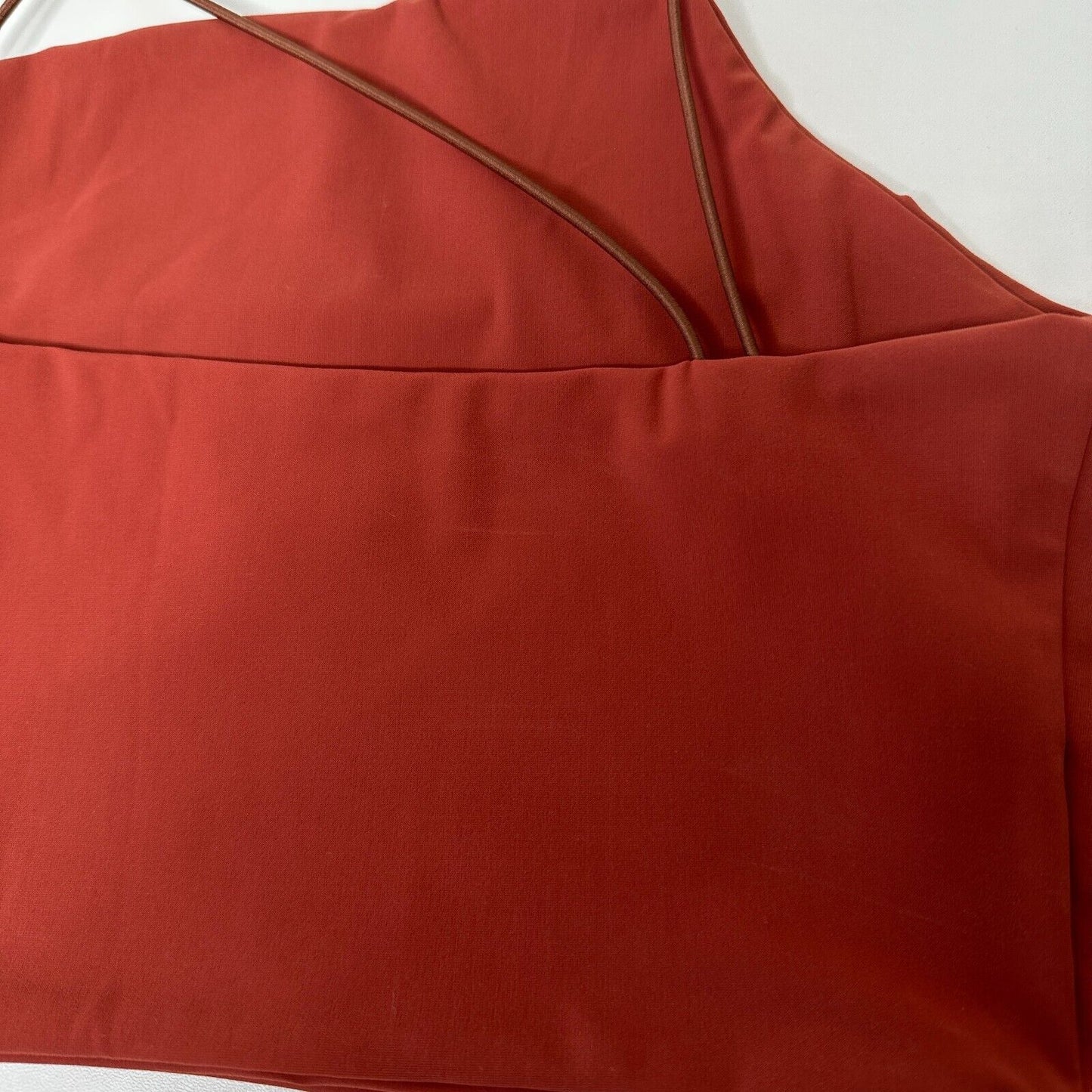 Alix NYC Rust Avon Asymmetrical Neckline One-Shoulder Spaghetti Strap Crop S