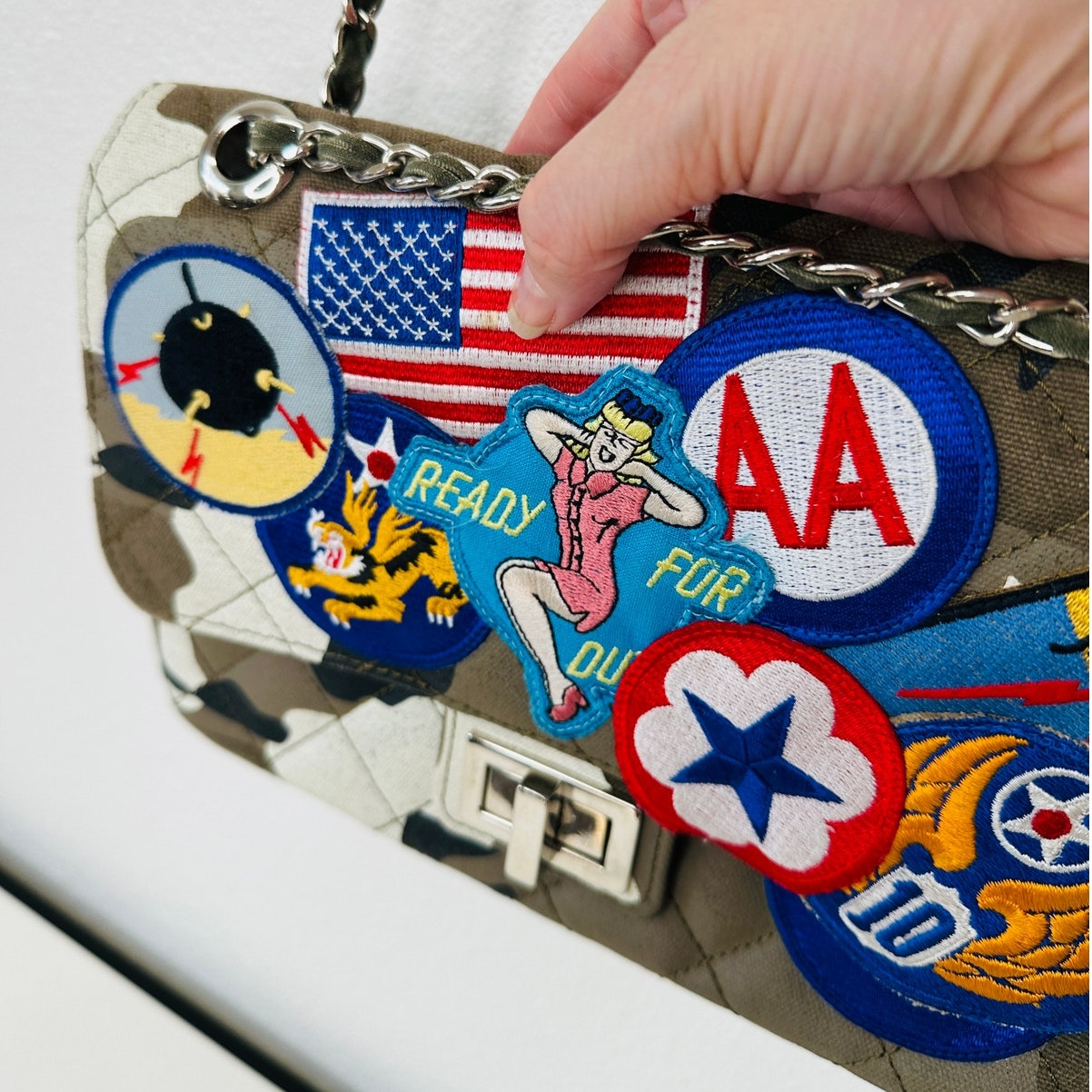 READYMADE Japan Green Multi Army Patch Shoulder Bag Braided Strap
