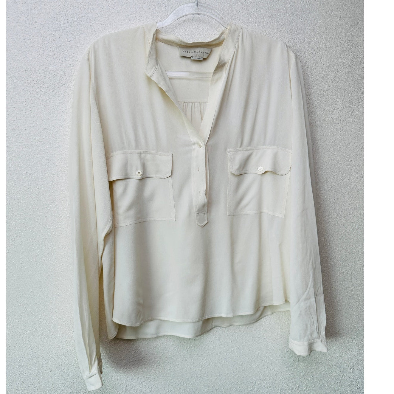 Stella McCartney Off-White Mandarin Collar Blouse Women's US 10 (EU 42)