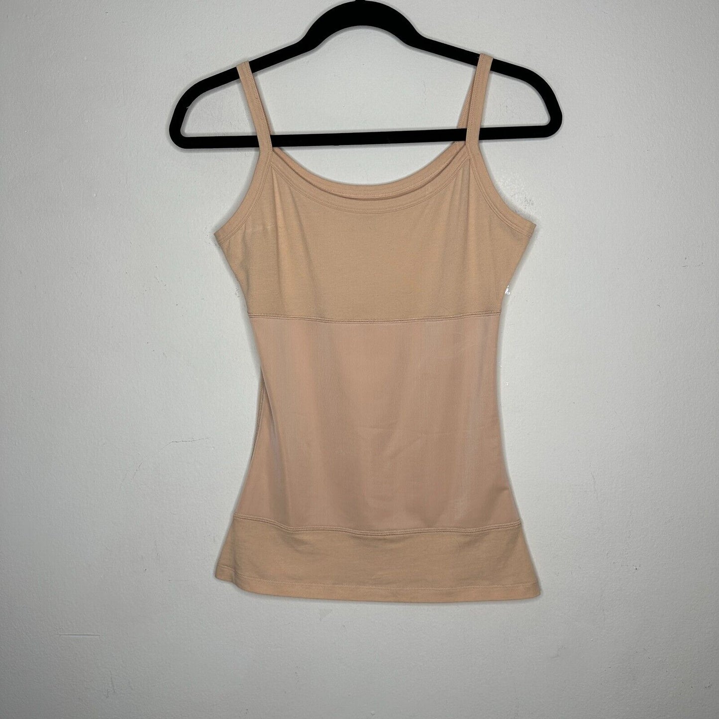 Yummie Tummie Boyfriend Tan Spaghetti Strap 3-Panel Shaping Tank Scoop Top Med