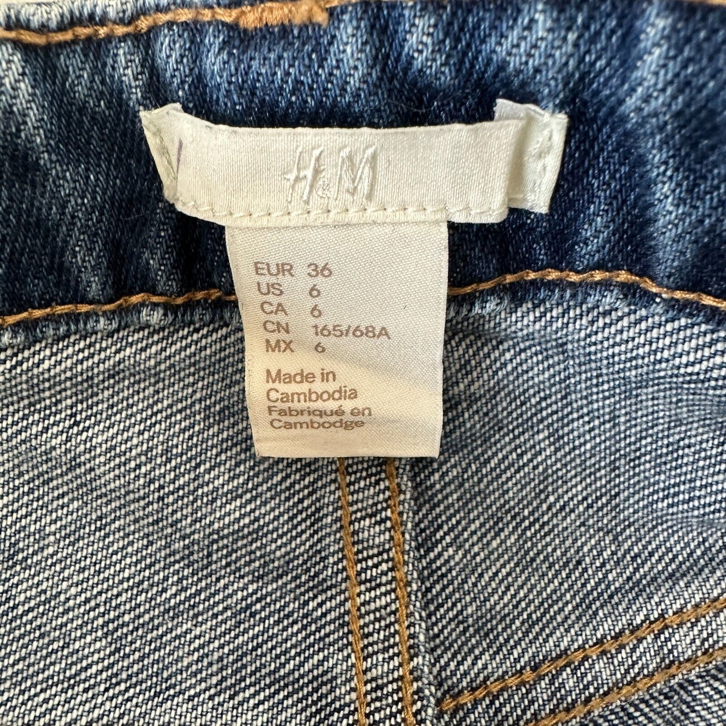 H&M Cute Blue 5 Pocket High Waist Shorts Zip Fly Button Close Scalloped Hem 6