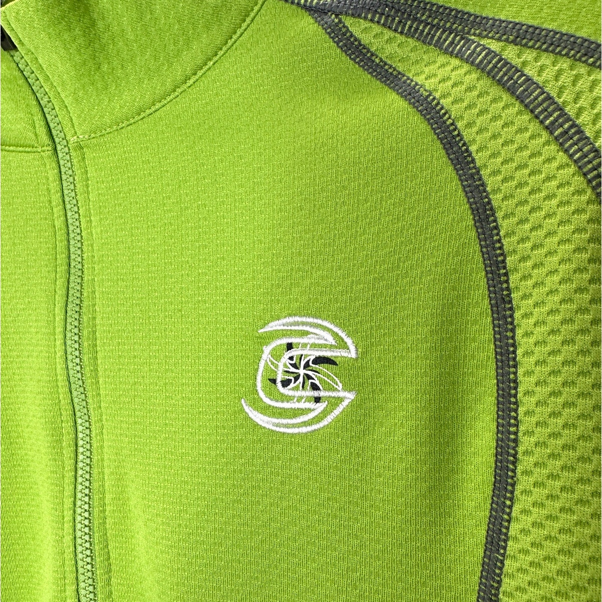 Cannondale Lime Green Front Zip Long Sleeve Workout Top L