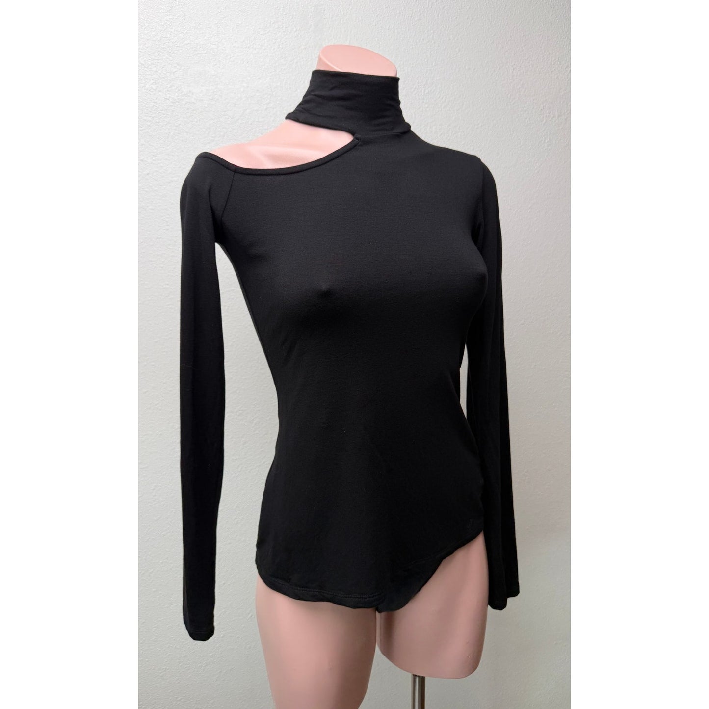 Marcella Allegra Black Cutout Top Women XS Turtleneck