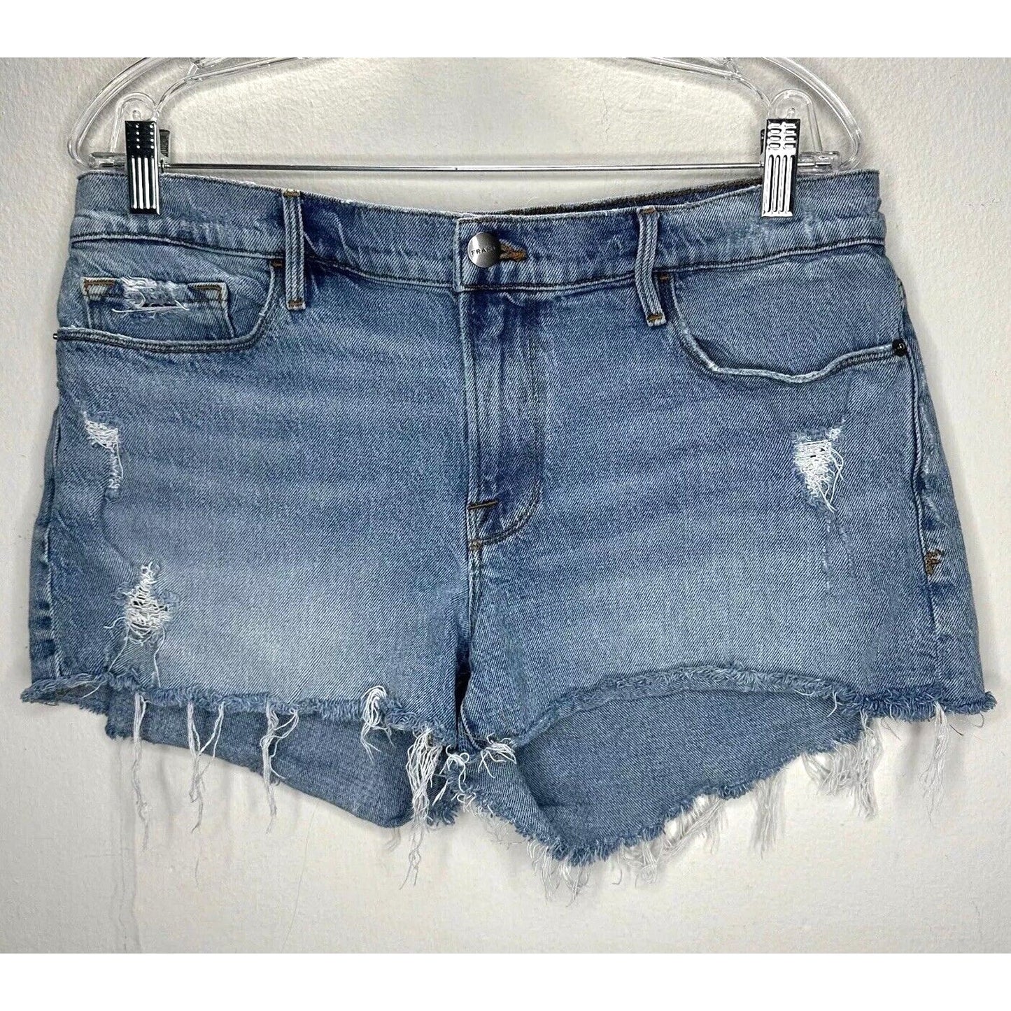 Frame Kerouc Le Cutoff Distressed Raw Hem Denim Jean Shorts 31