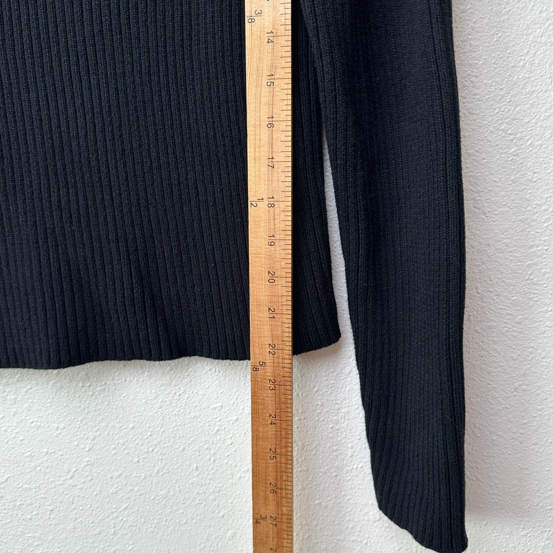 Ralph Lauren Black Ribbed Sweater with Gold Buckle Detail L