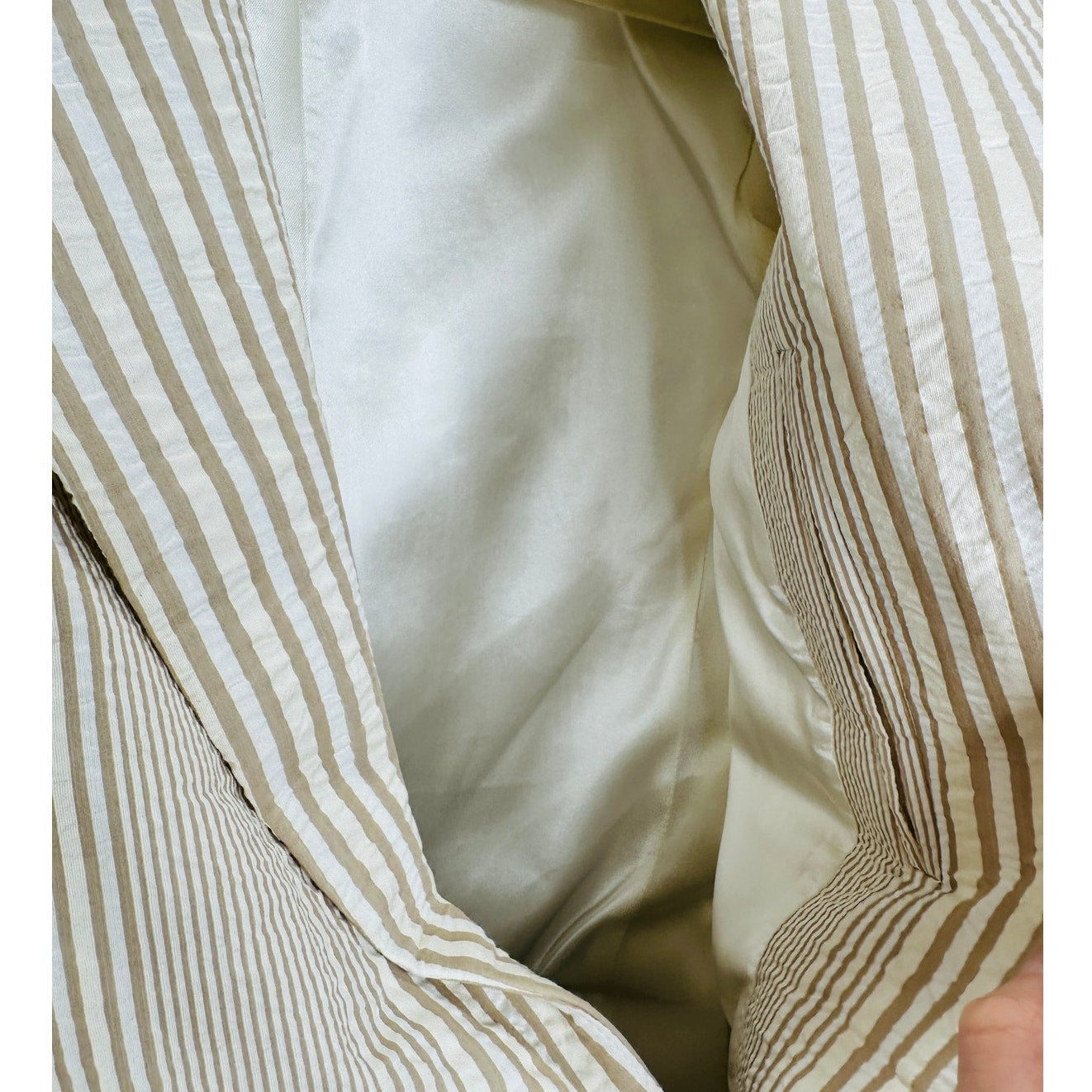 Alvin Valley Tan & Cream Stripe 3-Button Blazer Jacket 34