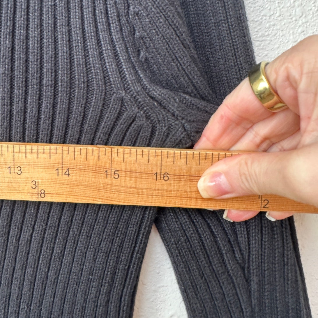 Ralph Lauren Black Ribbed Sweater with Gold Buckle Detail L