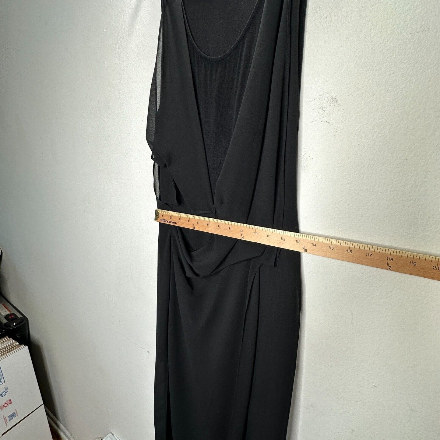 Hyfve Black Draped Sleeveless Faux Wrap Midi Dress Med