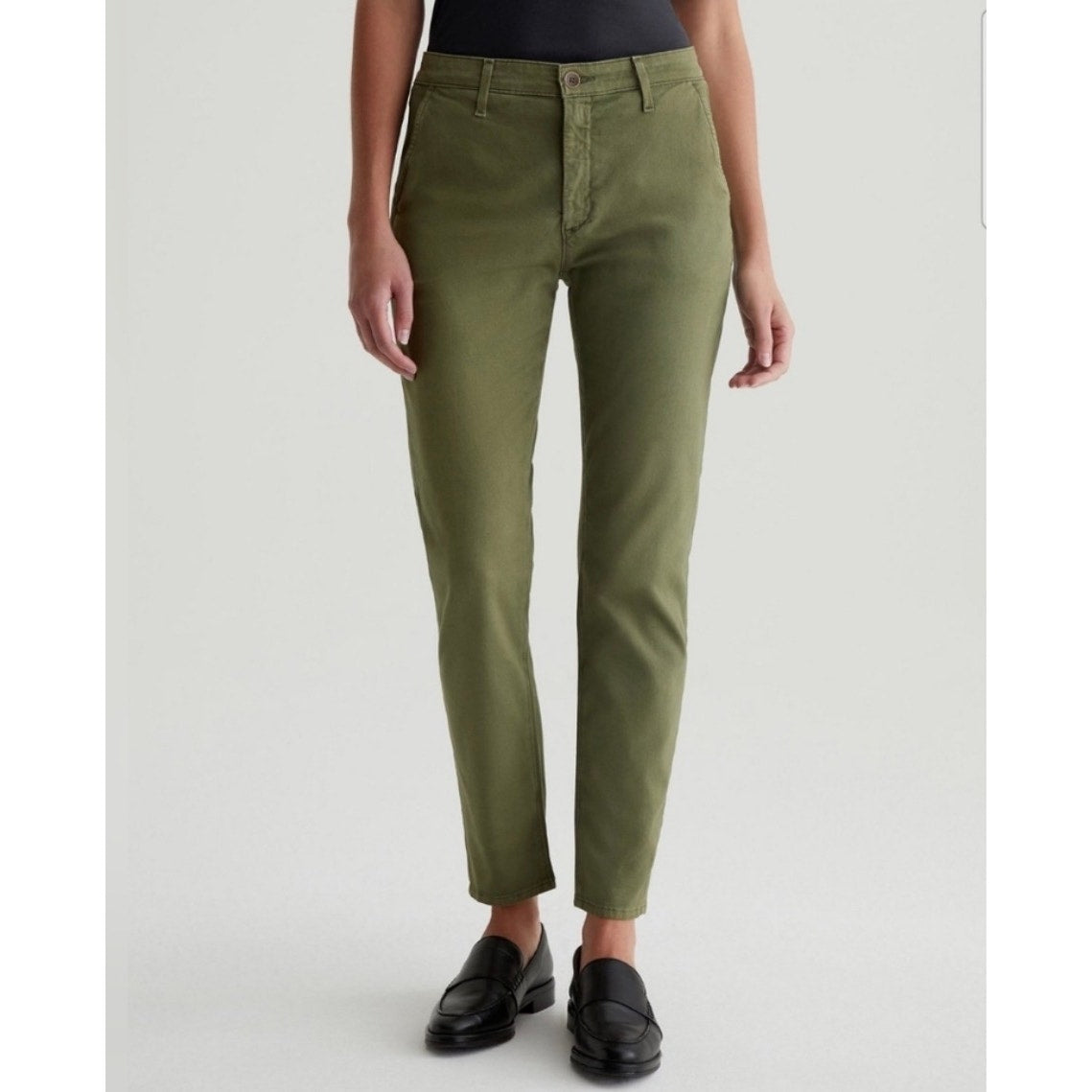 AG Adriano Goldschmied Caden Tailored Corduroy Trousers Olive Green Women’s 31R