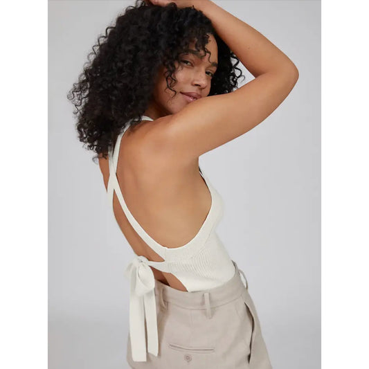 Wilfred Ivory White Knit Criss Cross Crop Sweater Top Large