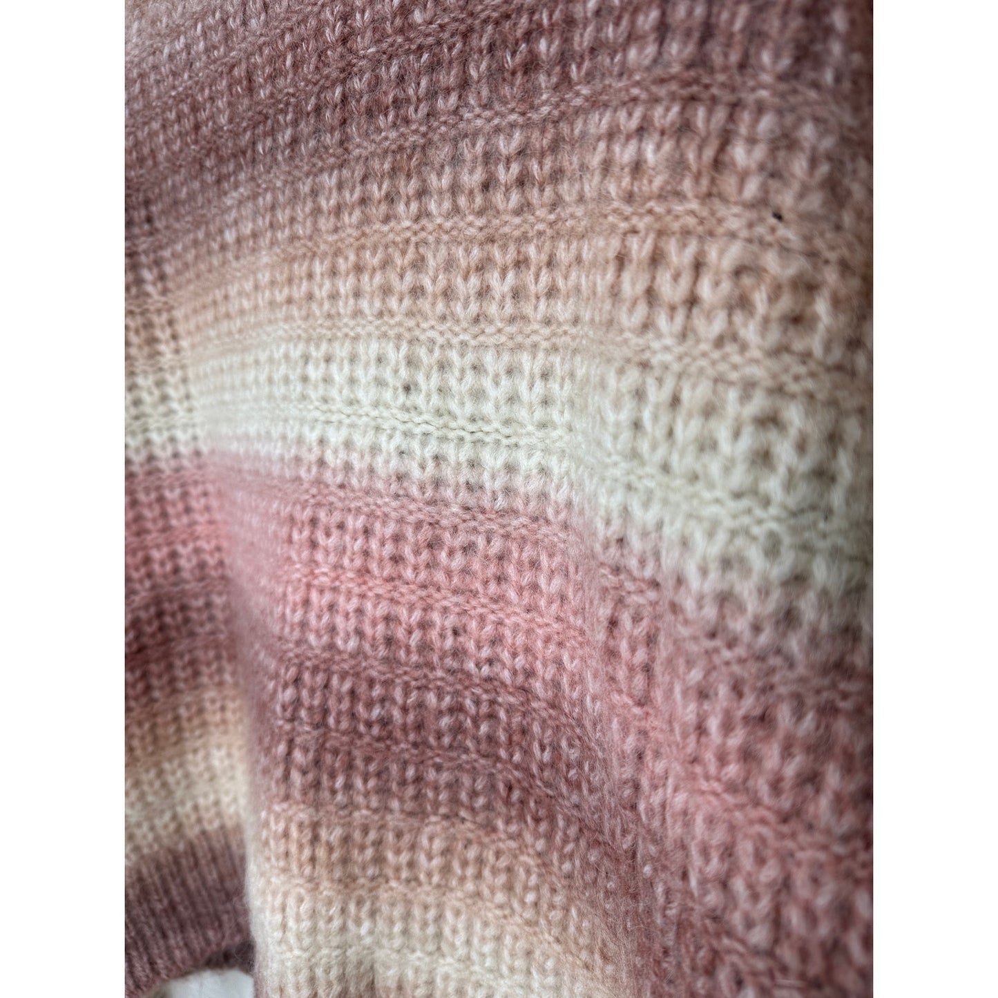 a. peach Cream Peach & Muted Red Striped Turtleneck Crop Sweater S