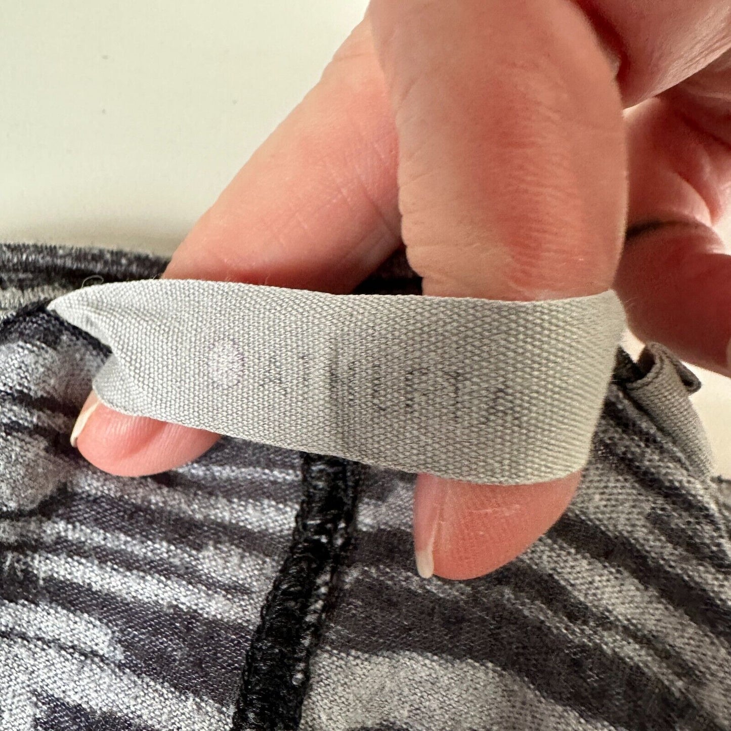 Athleta Well Loved Black and Gray Striped Burnout Deep Scoop Cap Sleeve Top Med