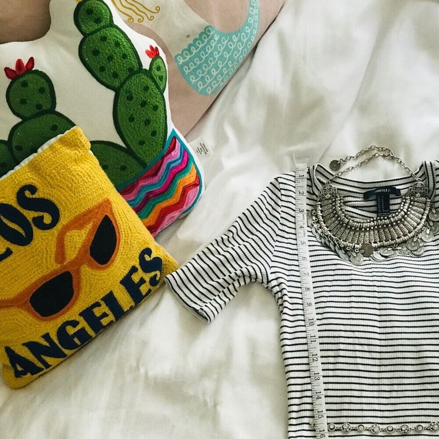 Forever 21 White & Black Striped Stretchy Short Sleeve T Shirt Bodycon Dress M