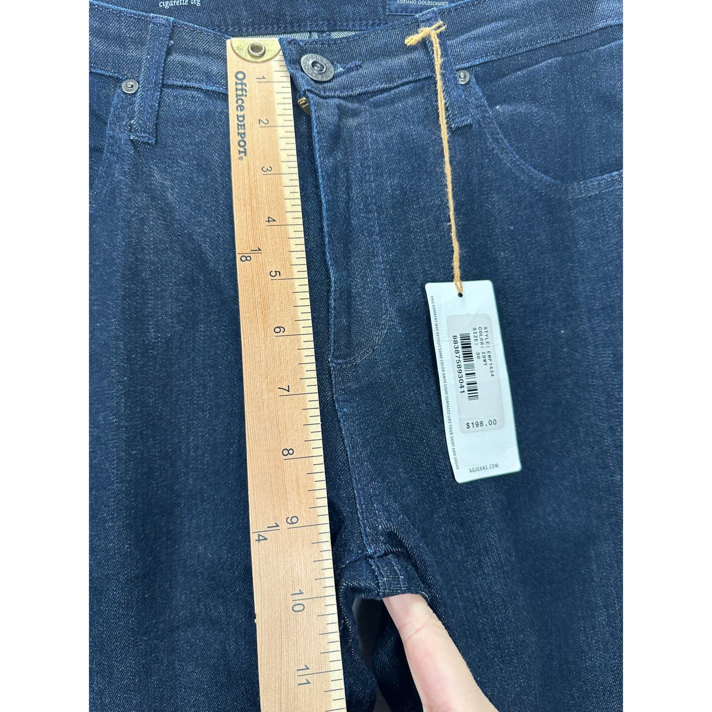 NWT AG Adriano Dark Wash Prima Cigarette Leg 5 Pocket Denim Jean 30R