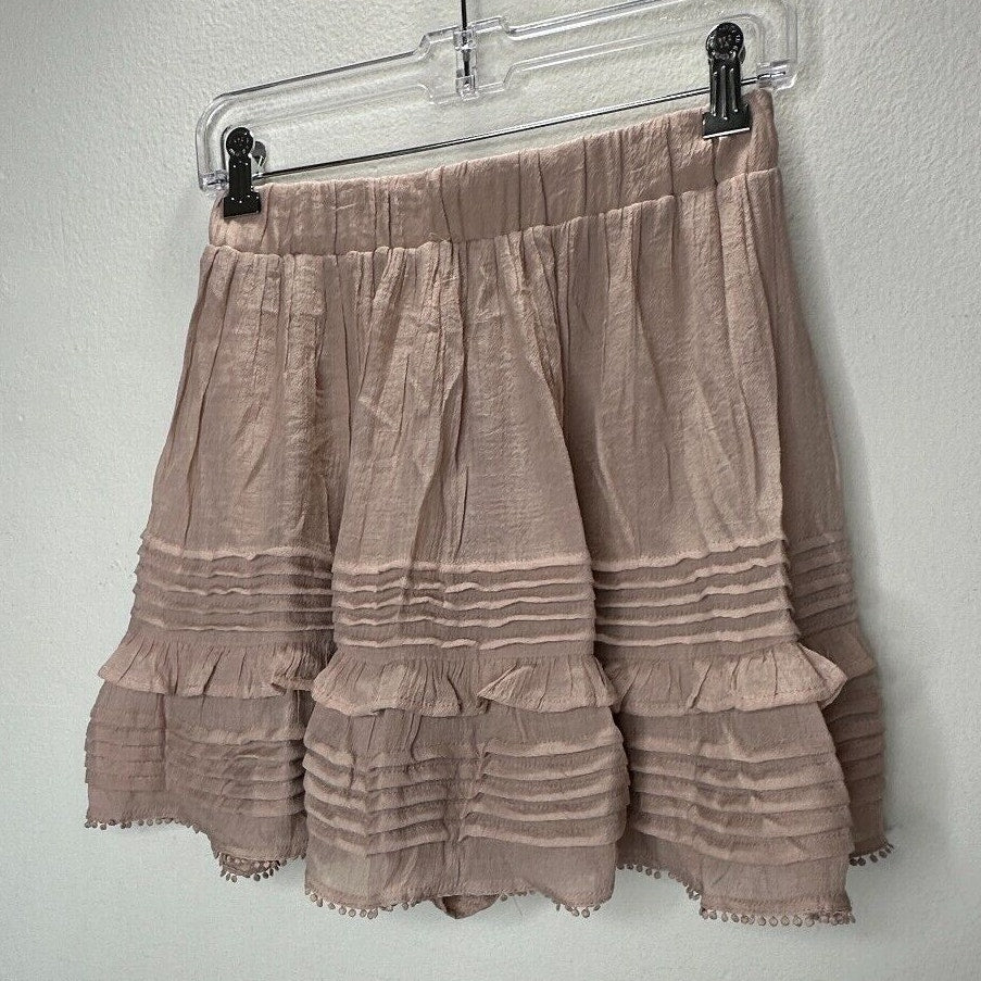 NWT Mustard Seed Poppy & Stella Dusty Rose Lined Pleated Teri Ruffle Mini Med