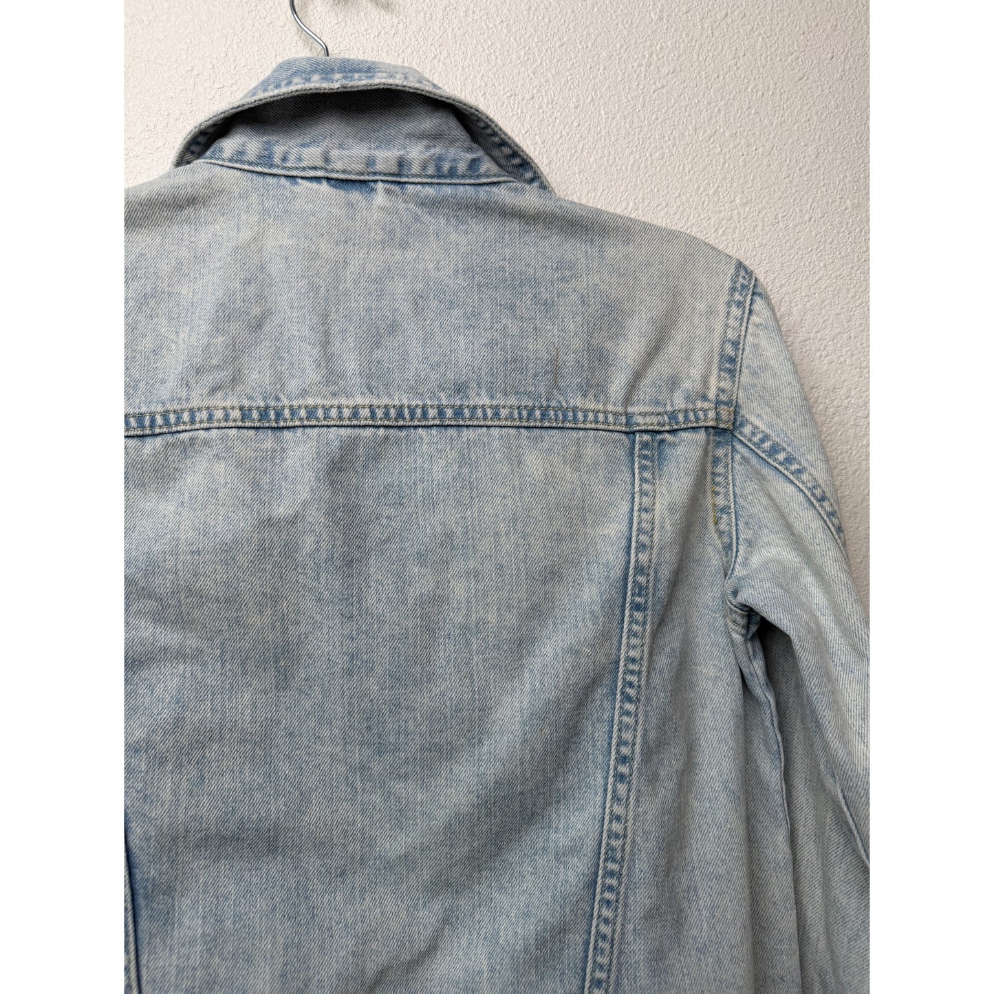 Topshop Moto Light Wash Distressed Denim Jacket Women's 2