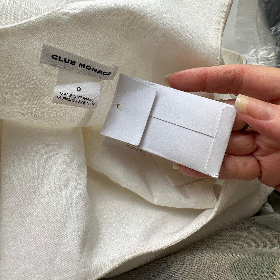 NWT Club Monaco Creme Emberlynn Linen Blend Jumpsuit 0