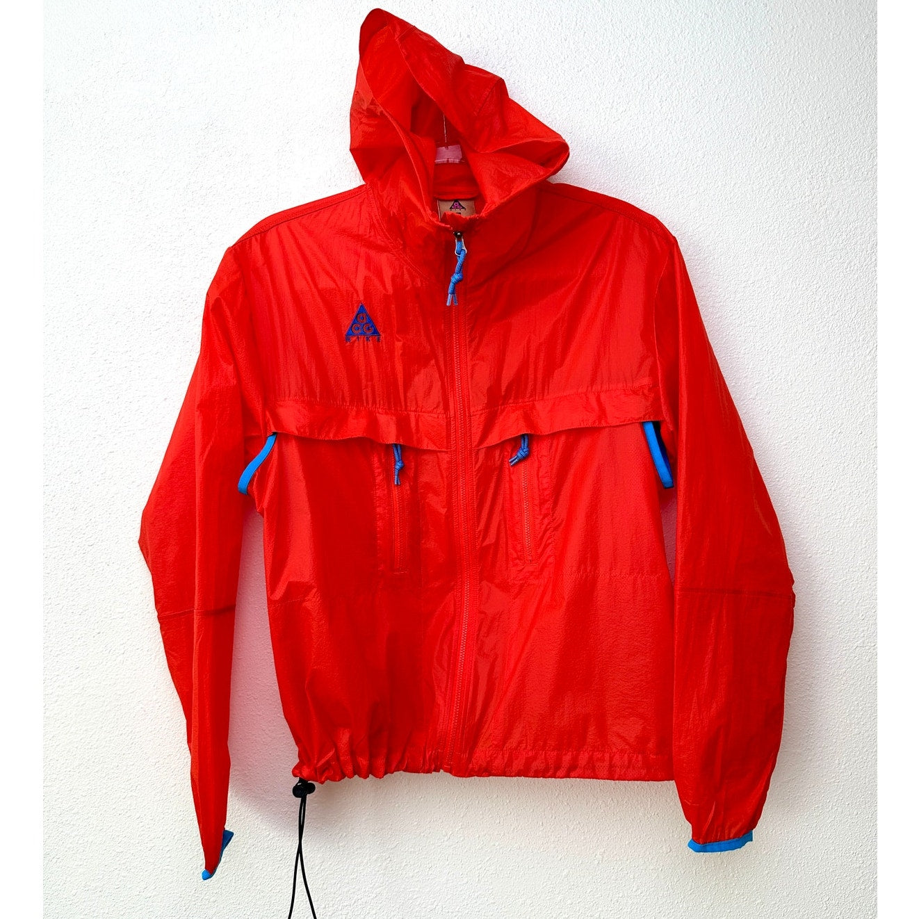 Nike ACG Habanero Red Hooded Windbreaker Jacket Women’s S Zip-Up